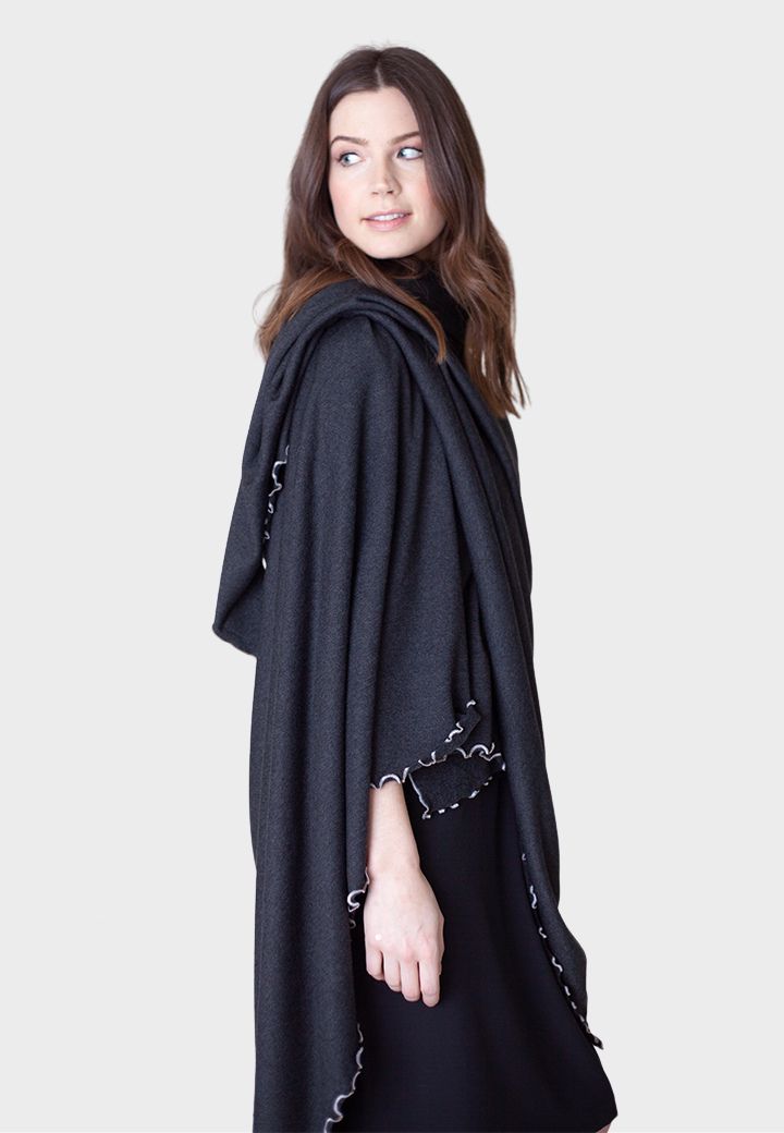 Buki Buki Travel Wrap - Charcoal Grey — in-use photo
