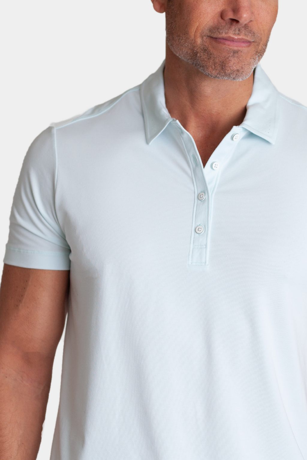 Buki Coolest Polo Tech Shirt - Light Blue — detail close-up