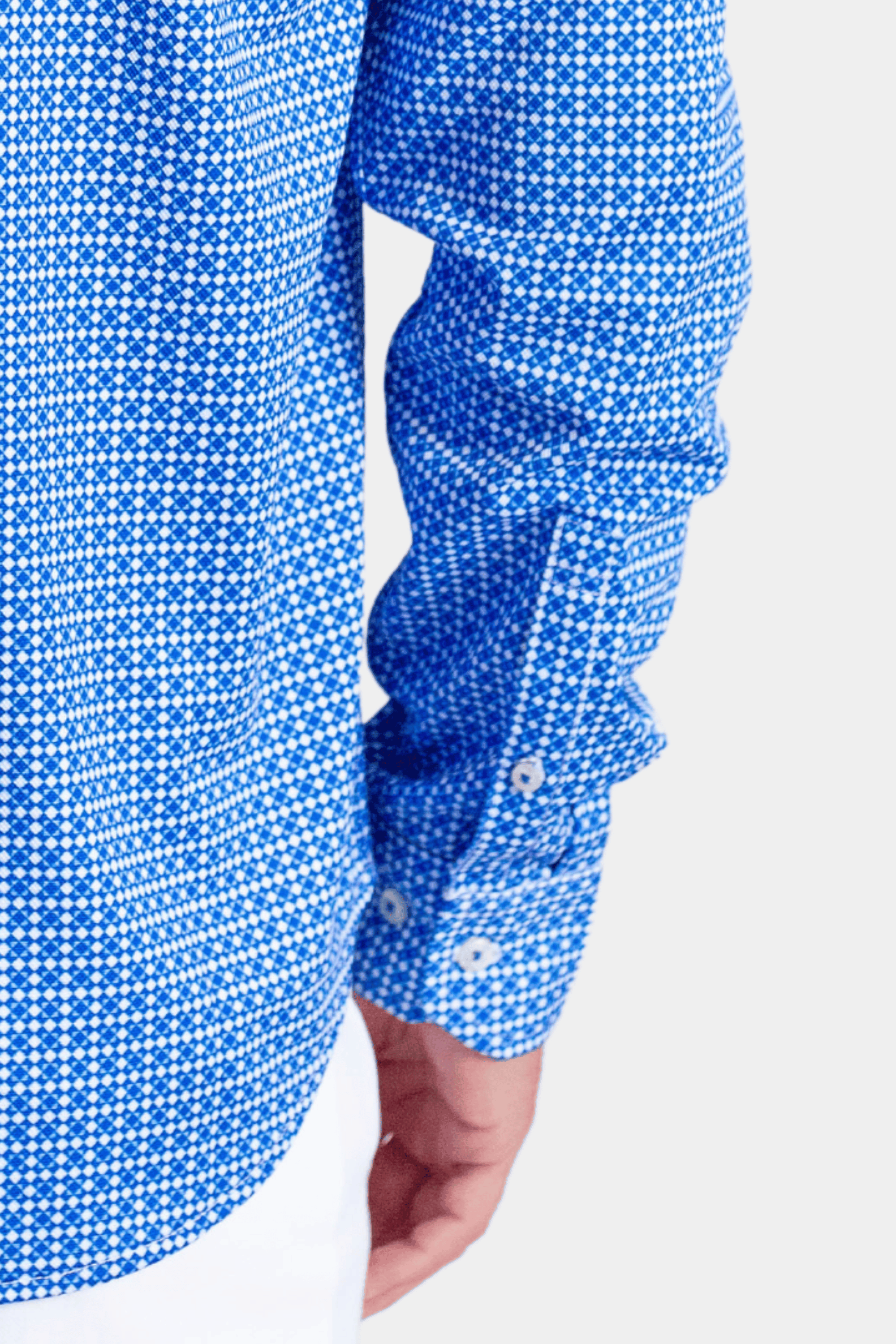 Buki Swiss Check Long Sleeve Tech Shirt - Blue — lifestyle context