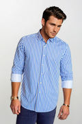 Buki The Go Big Stripe Long Sleeve Tech Shirt - Royal Blue — main product shot
