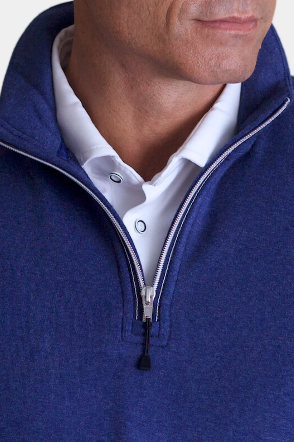 Buki Voey Quarter Zip Sweatshirt - Tokyo Blue — detail close-up