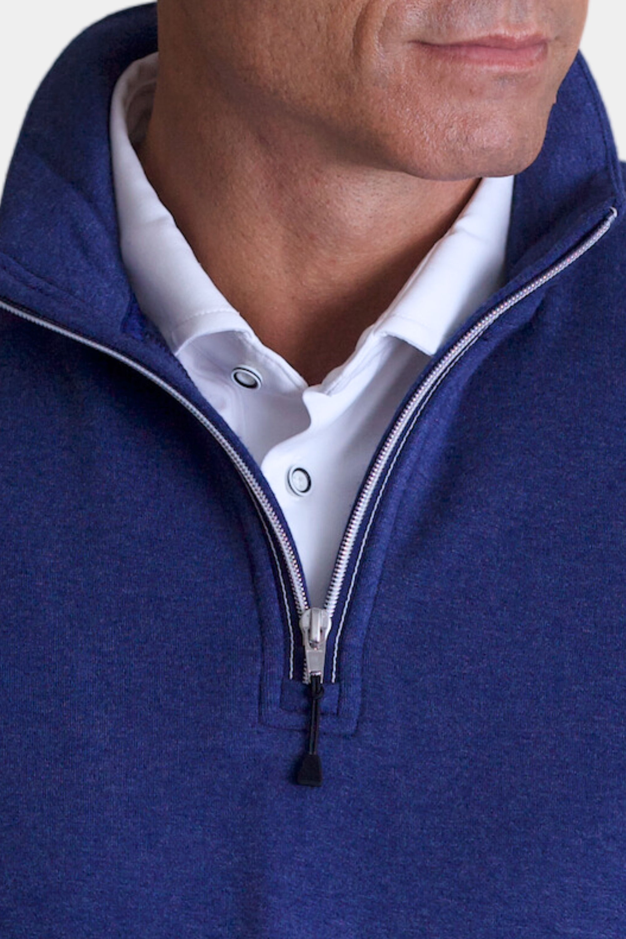 Buki Voey Quarter Zip Sweatshirt - Tokyo Blue — detail close-up