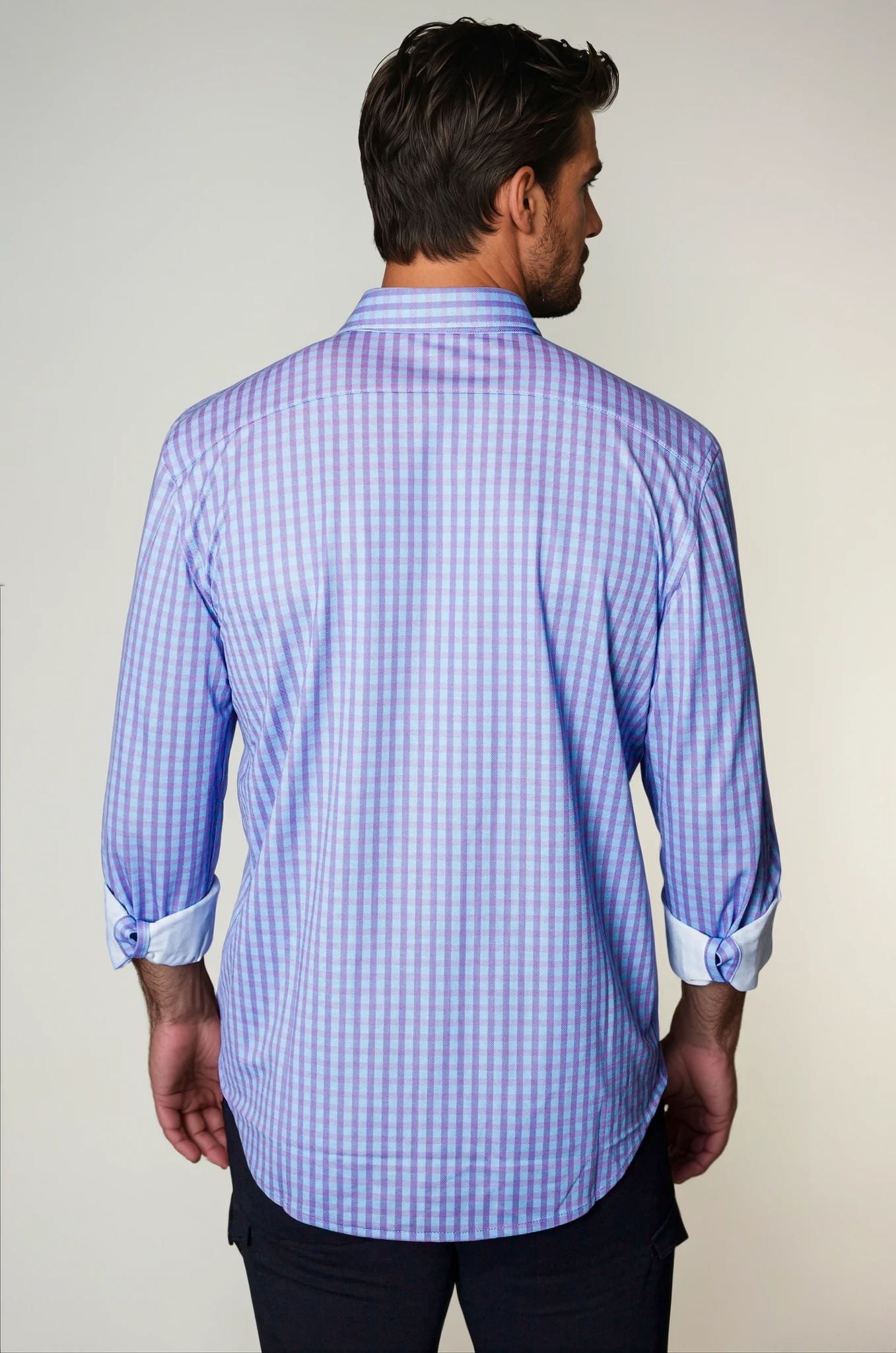 Buki Avant Check Long Sleeve Tech Shirt — lifestyle context