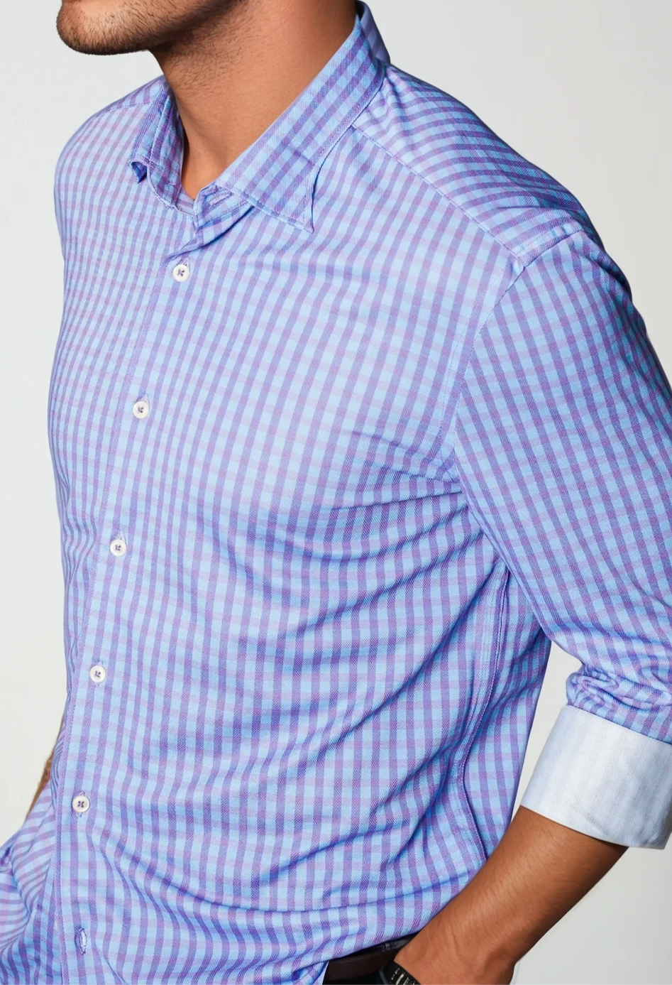 Buki Avant Check Long Sleeve Tech Shirt — side view