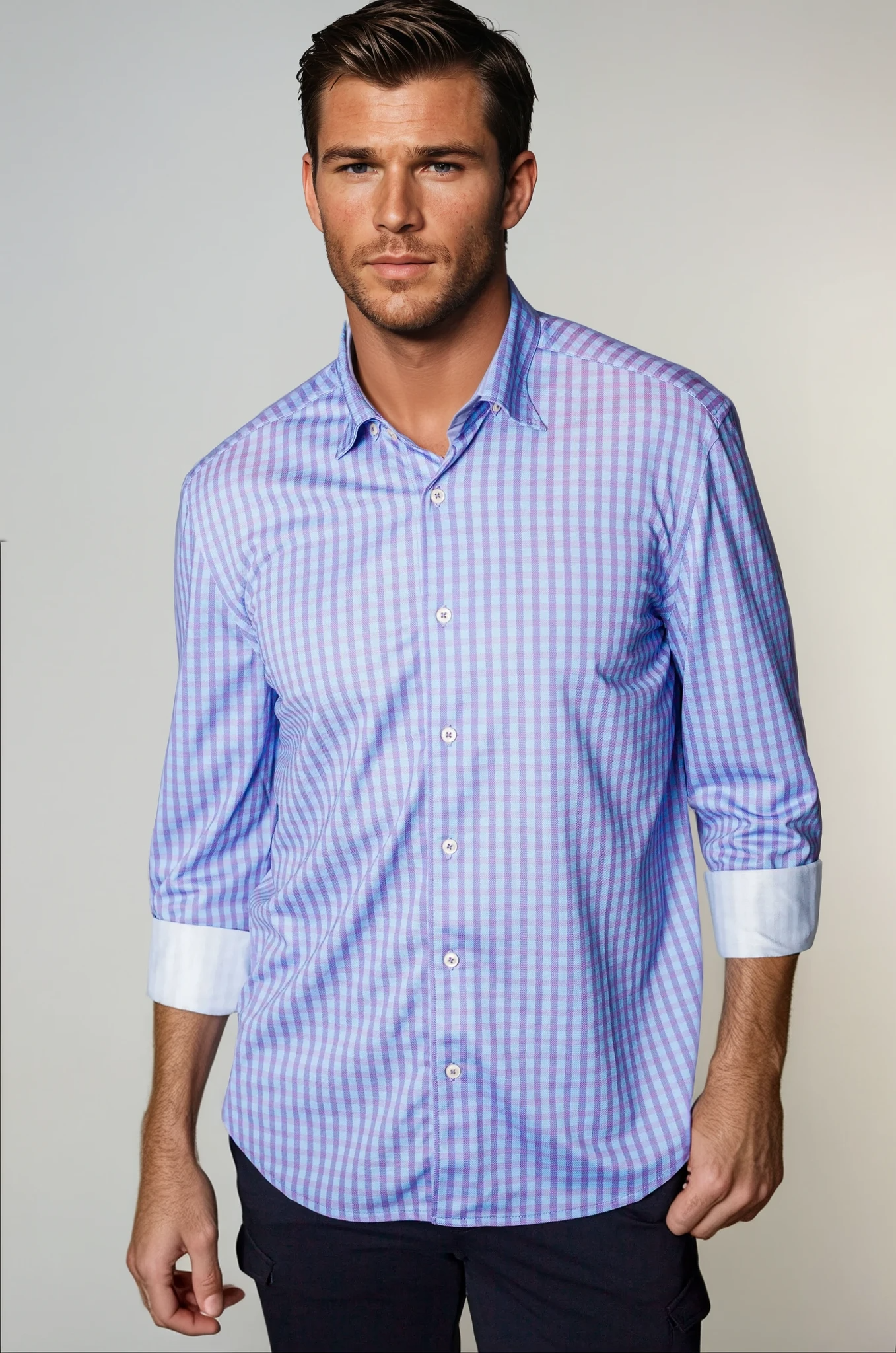 Buki Avant Check Long Sleeve Tech Shirt — main product shot
