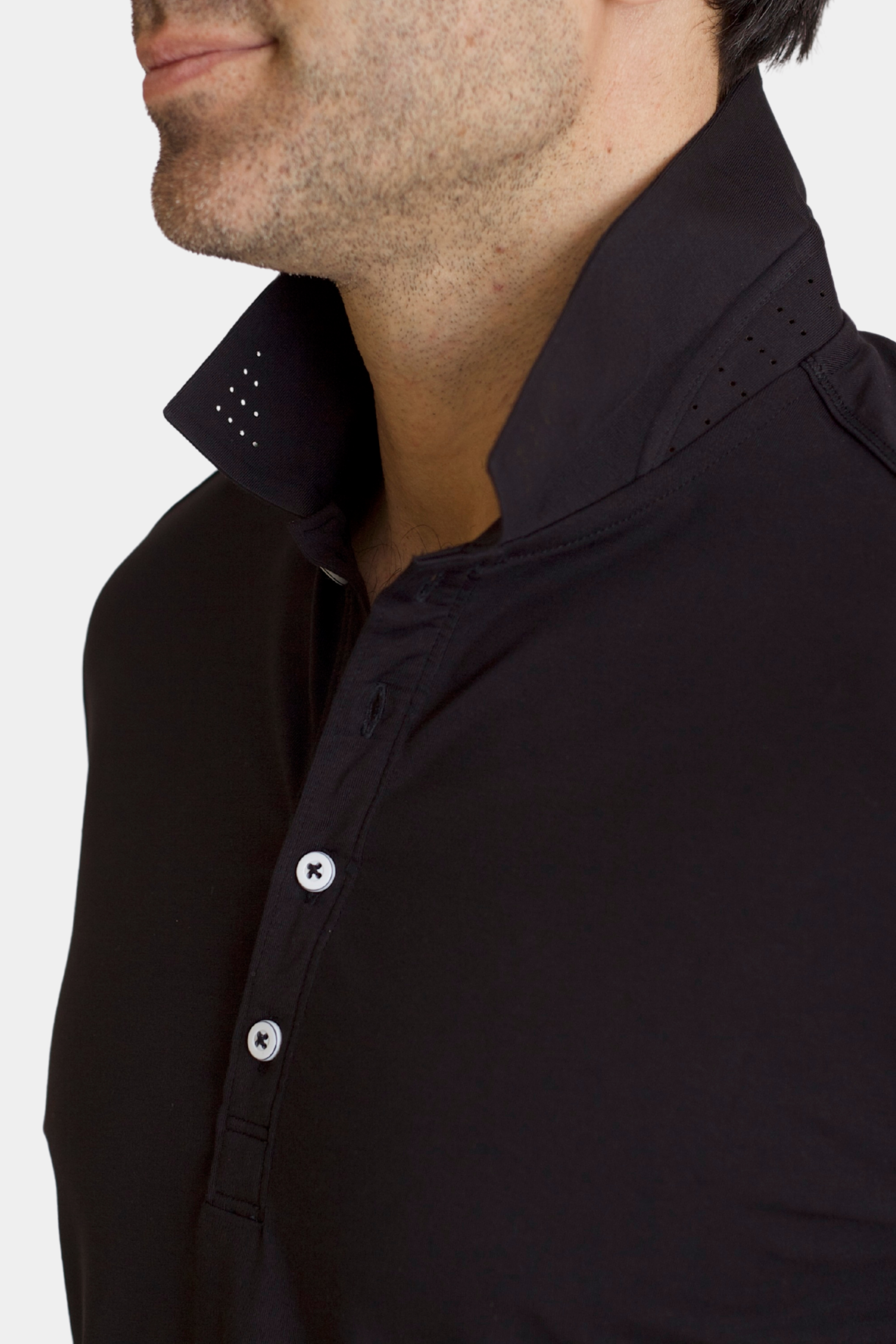 Buki Coolest Polo Tech Shirt - Black — detail close-up