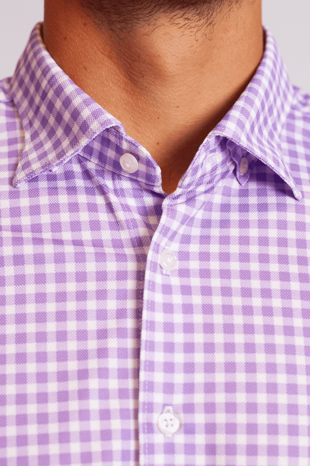 Mauro Long Sleeve Check Tech Shirt - Lavender – Buki, view 5