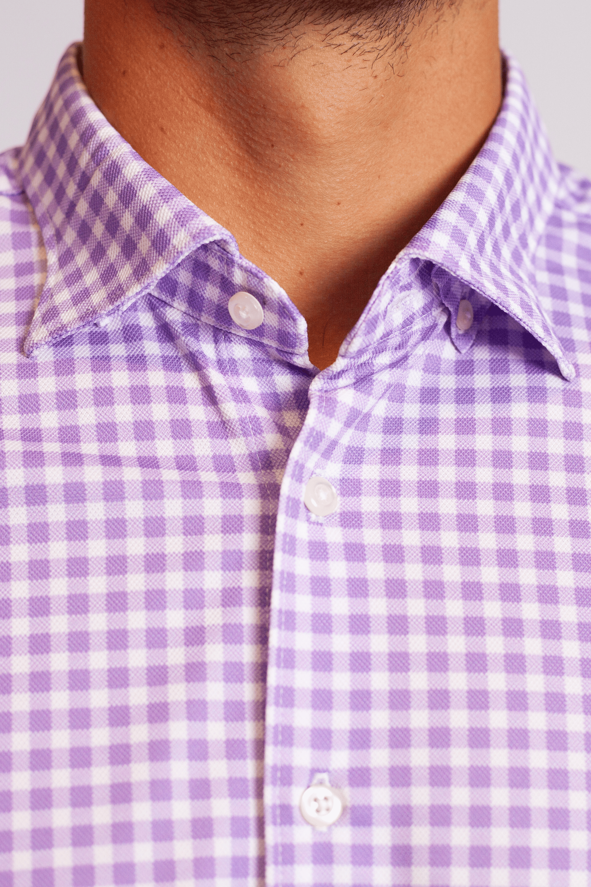 Mauro Long Sleeve Check Tech Shirt - Lavender – Buki, view 5