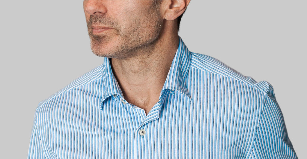 Buki Hansen Stripe Long Sleeve Tech Shirt — detail close-up