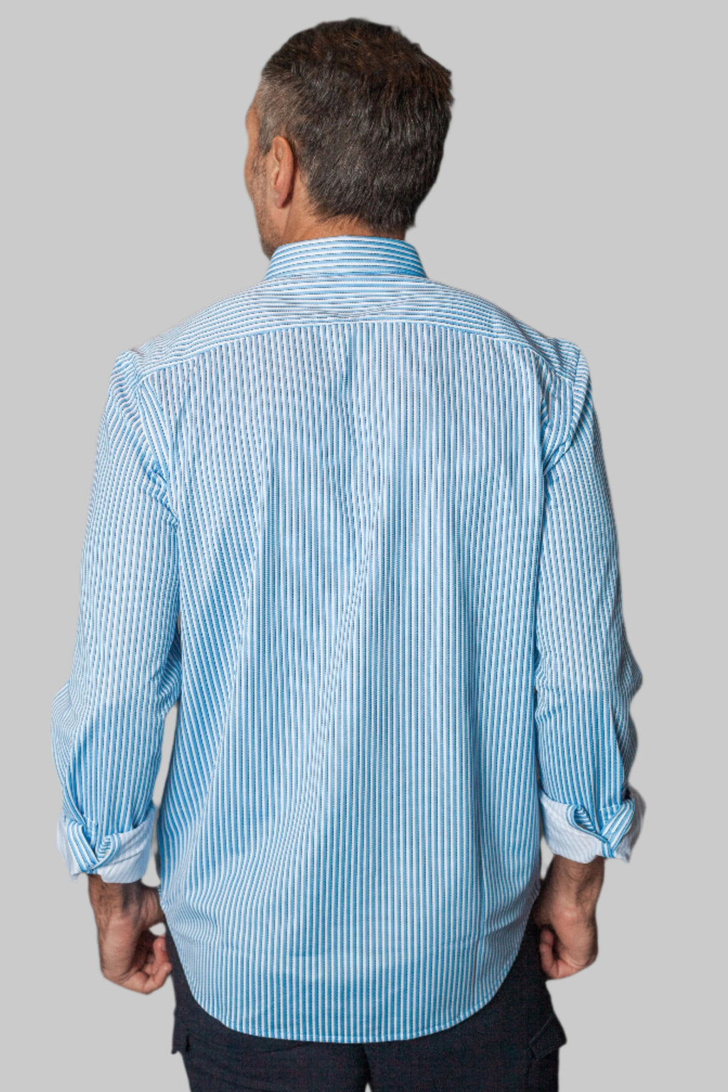 Buki Hansen Stripe Long Sleeve Tech Shirt — back view