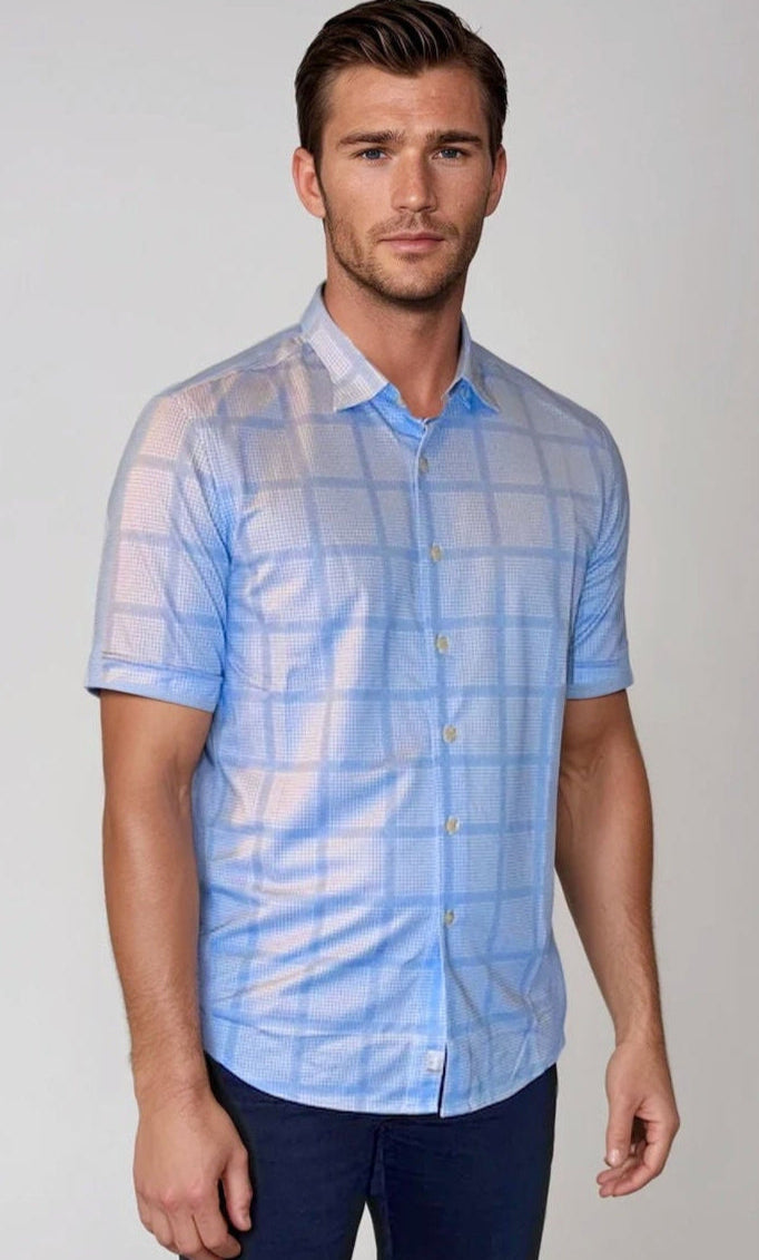 Buki Montauk Check Short Sleeve Tech Shirt — main product shot