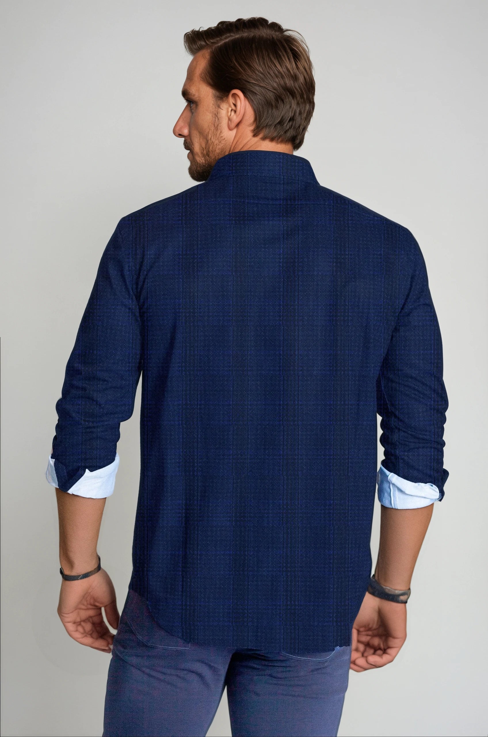 Buki Moody Blues Plaid Long Sleeve Tech Shirt — back view