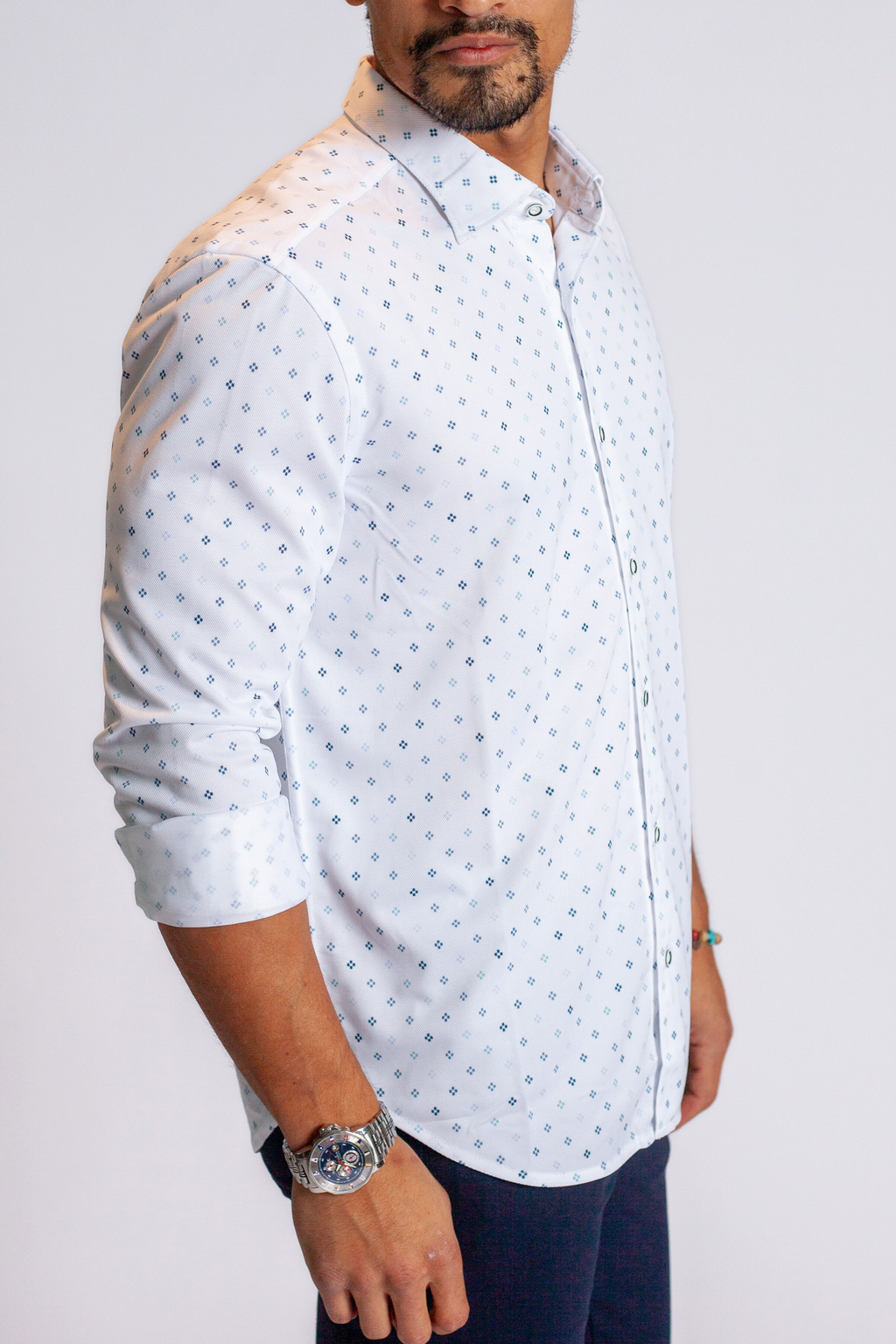 Buki Newport Ditsy Long Sleeve Tech Shirt — side view