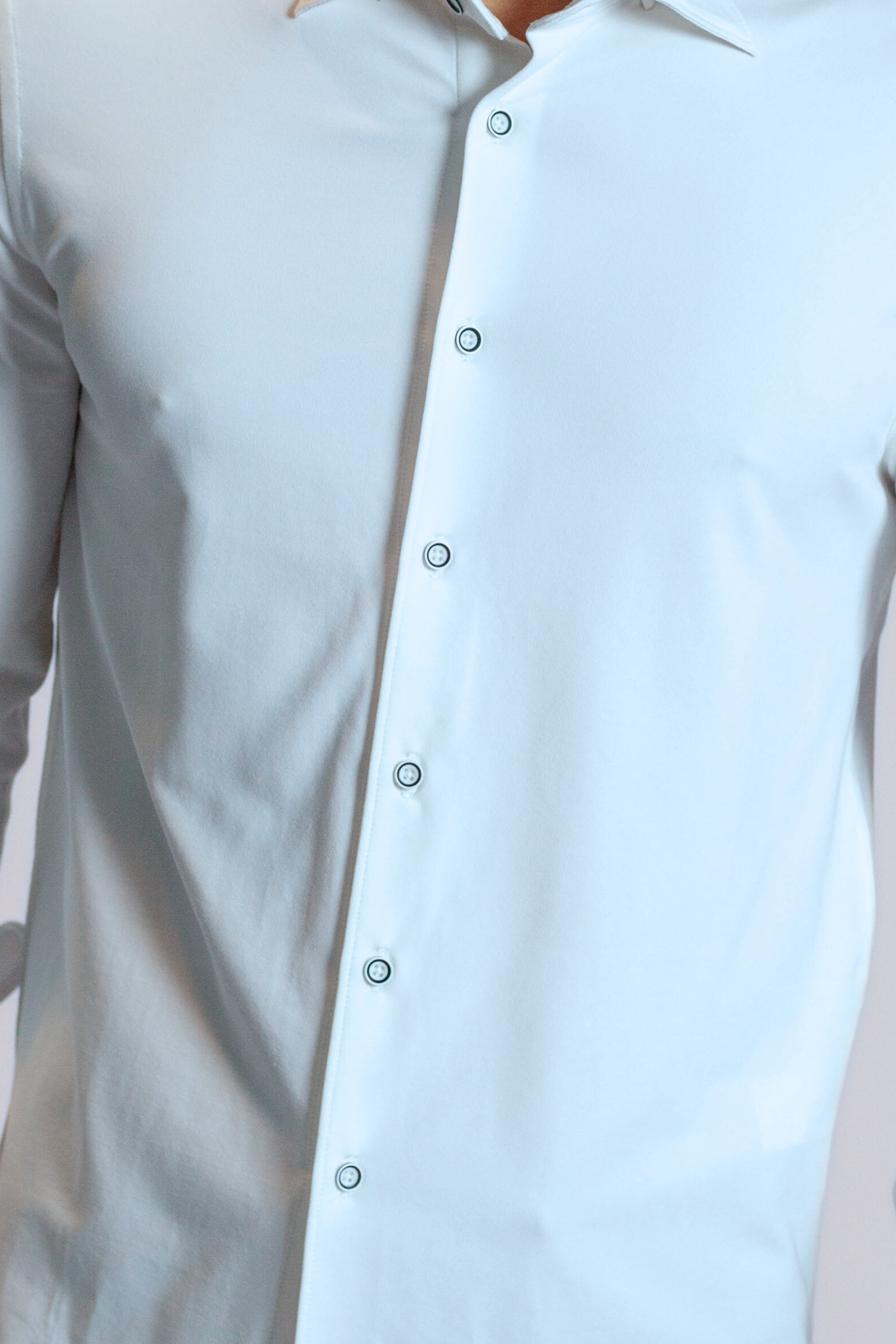 Buki Single Shot Long Sleeve Tech Shirt - Light Blue — detail close-up