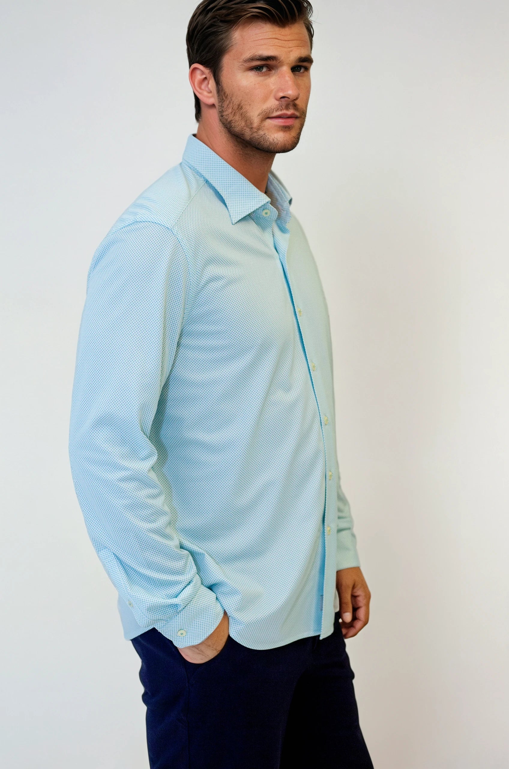Buki Studio Dot Dress Shirt 2-Pack - Teal/Blue — side view