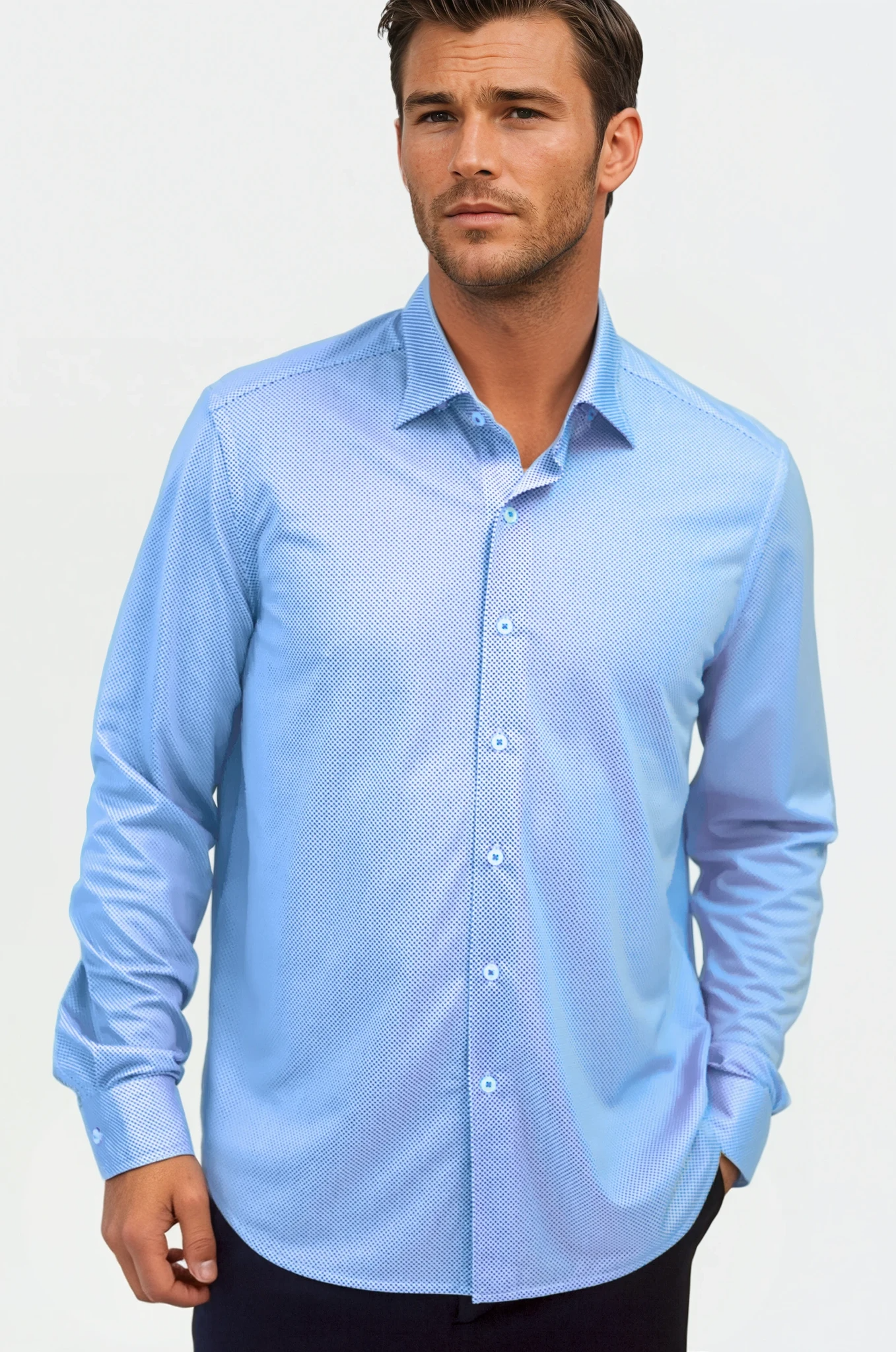 Buki Studio Dot Long Sleeve Tech Shirt - Blue — lifestyle context