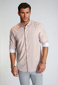 Buki The Go Big Stripe Long Sleeve Tech Shirt - Espresso — main product shot