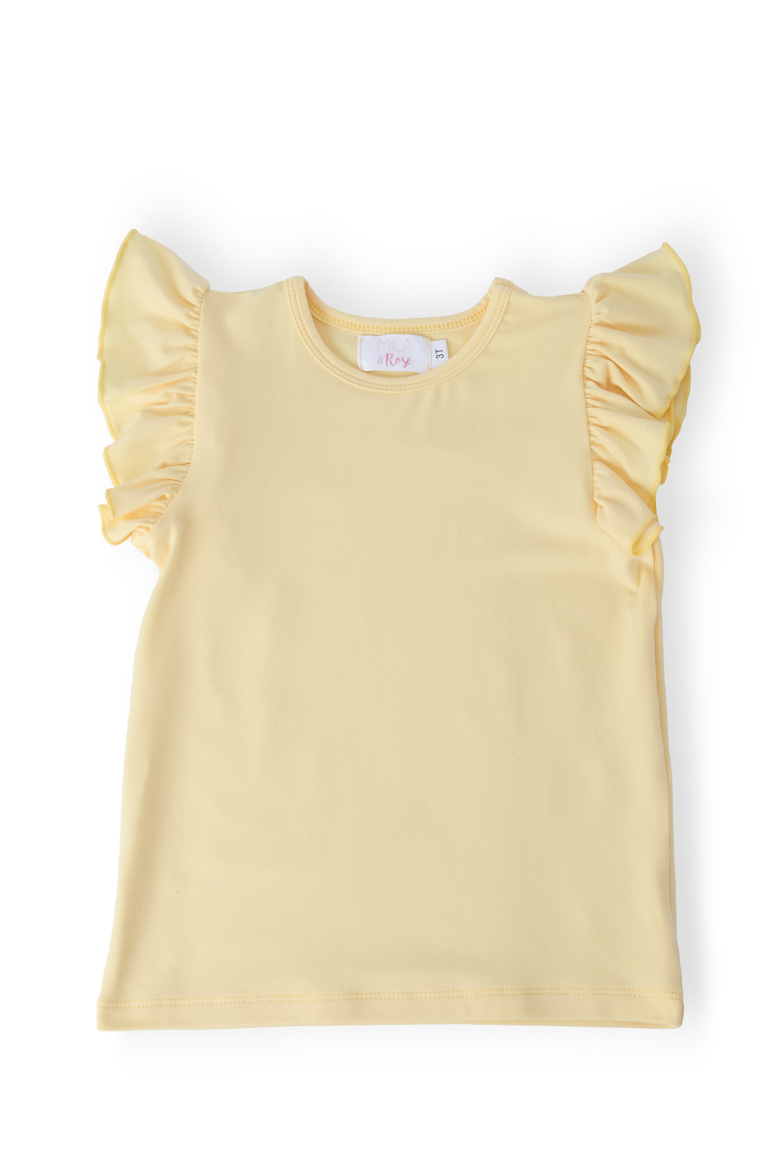 Mila & Rose ® Butter Yellow S/S Ruffle Tee — main product shot