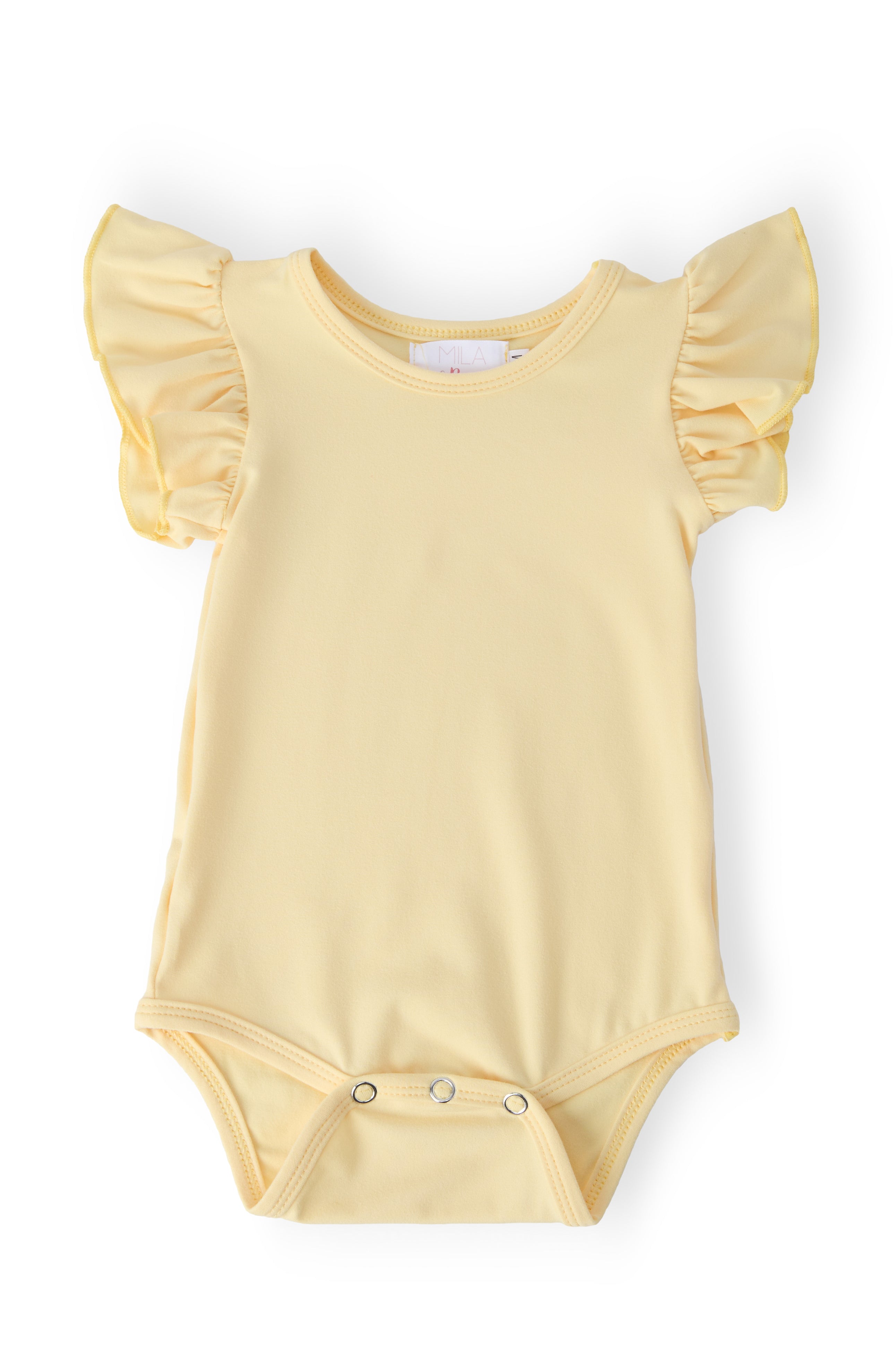 Mila & Rose ® Butter Yellow S/S Flutter Bodysuit — main product shot