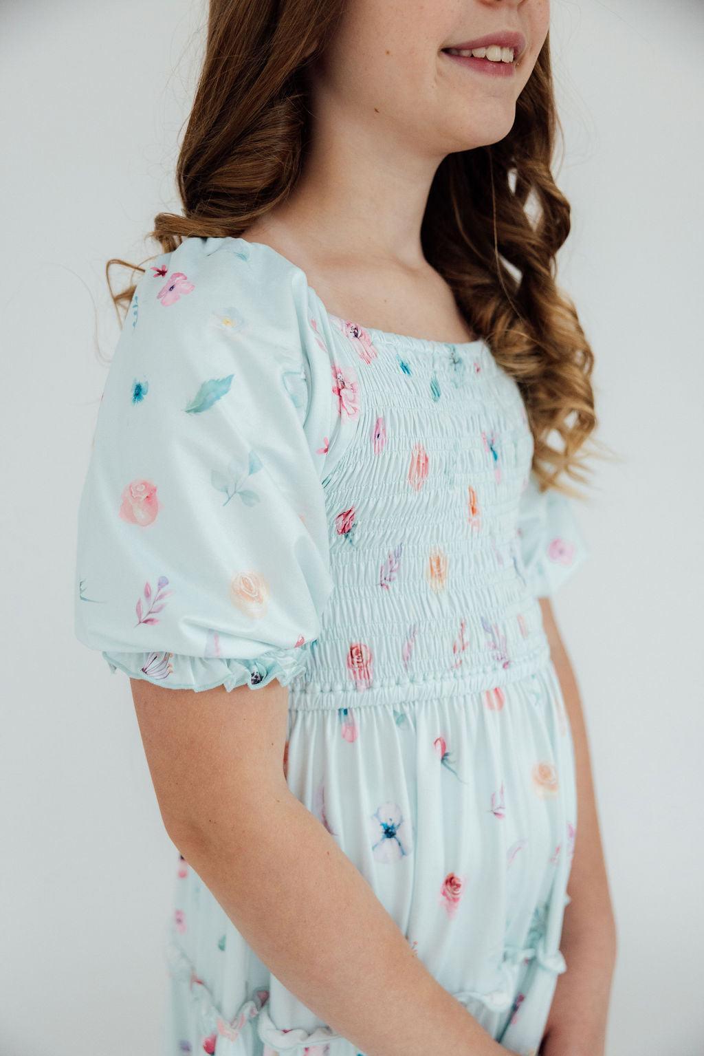 Mila & Rose ® Butterfly Ballet Smocked Ruffle Dress — in-use photo