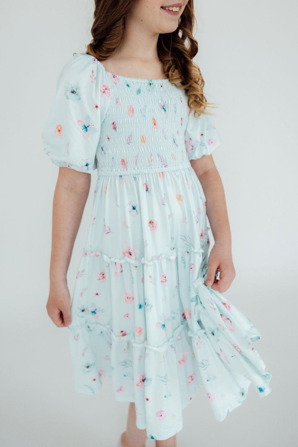 Mila & Rose ® Butterfly Ballet Smocked Ruffle Dress — size reference
