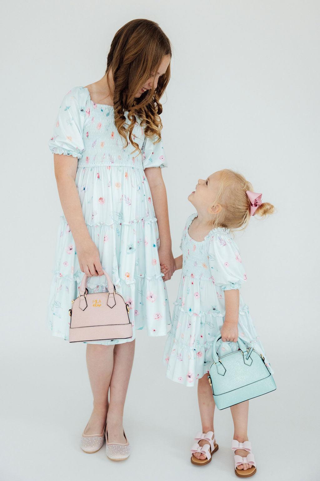 Mila & Rose ® Butterfly Ballet Smocked Ruffle Dress — detail close-up