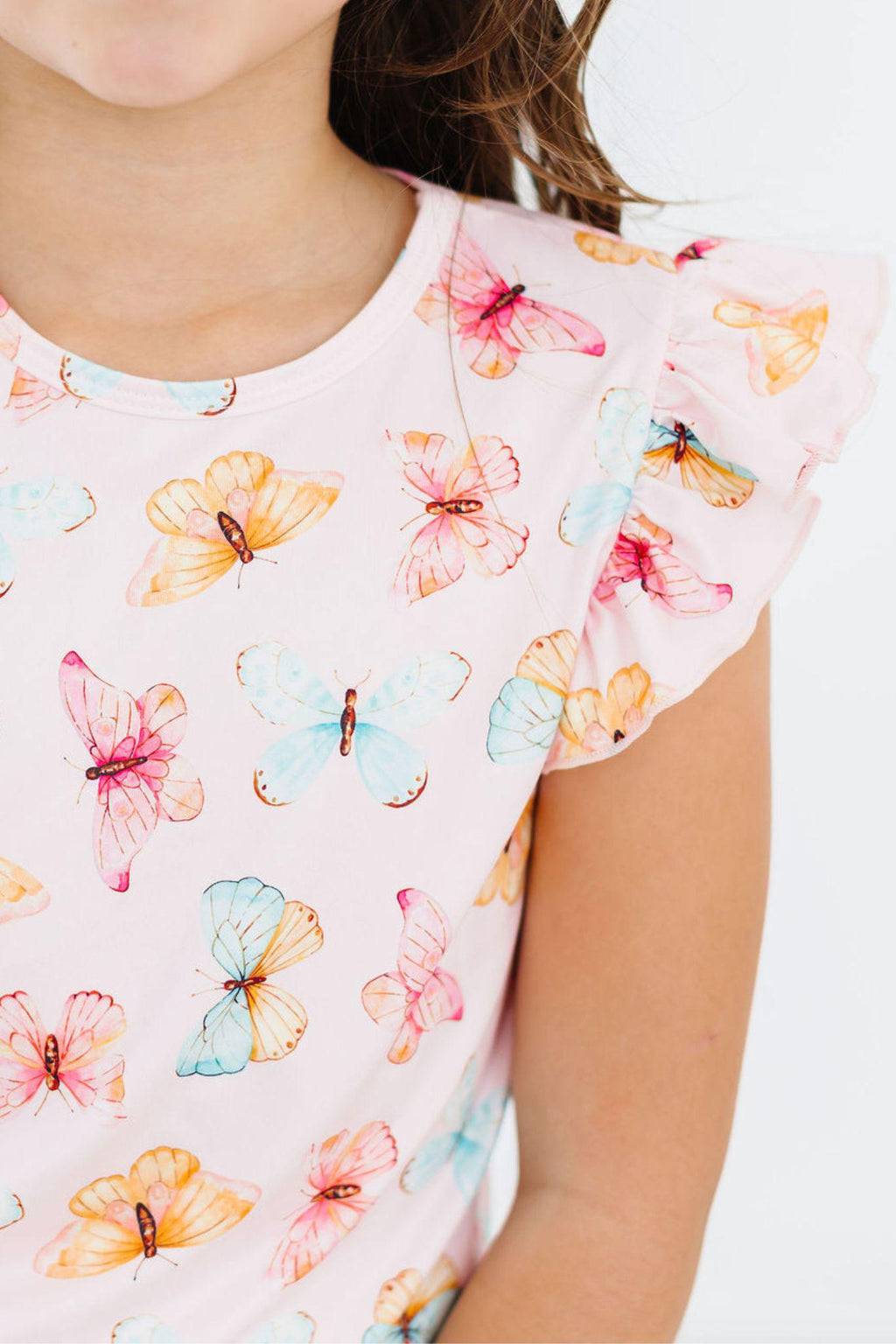 Mila & Rose ® Butterfly Kisses S/S Ruffle Tee — detail close-up