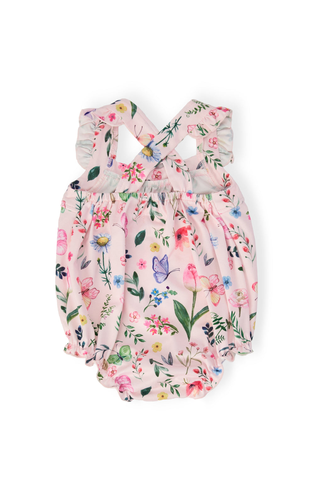 Mila & Rose ® Butterfly Meadows Ruffle Cross Back Romper — side view