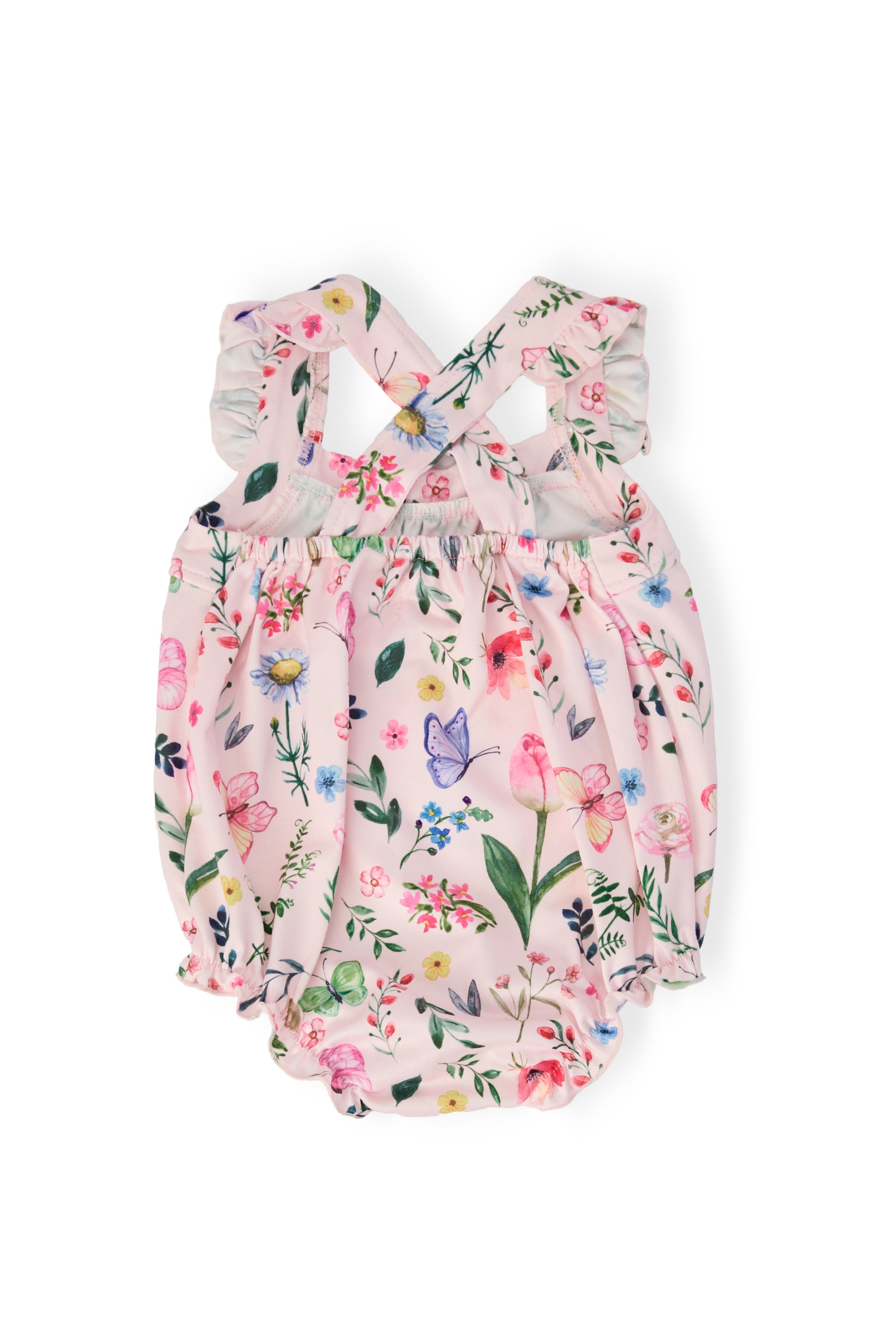Mila & Rose ® Butterfly Meadows Ruffle Cross Back Romper — side view
