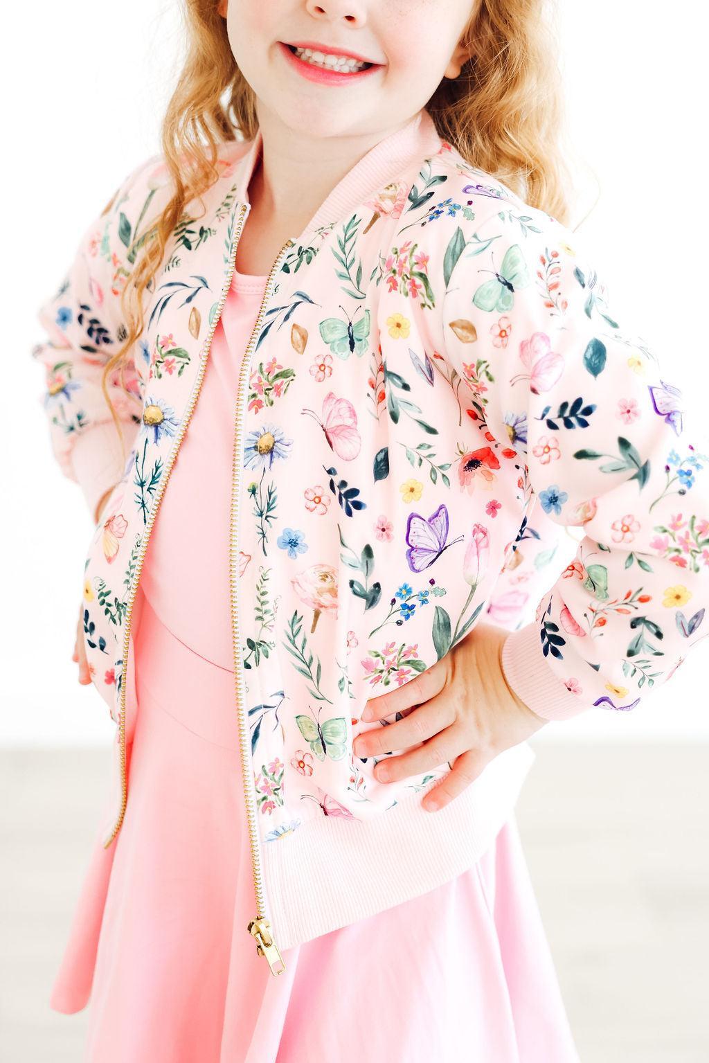 Mila & Rose ® Butterfly Meadows Satin Jacket — detail close-up