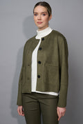 KADOU BOUTIQUE Picadilly Button Front Faux Suede Jacket — main product shot