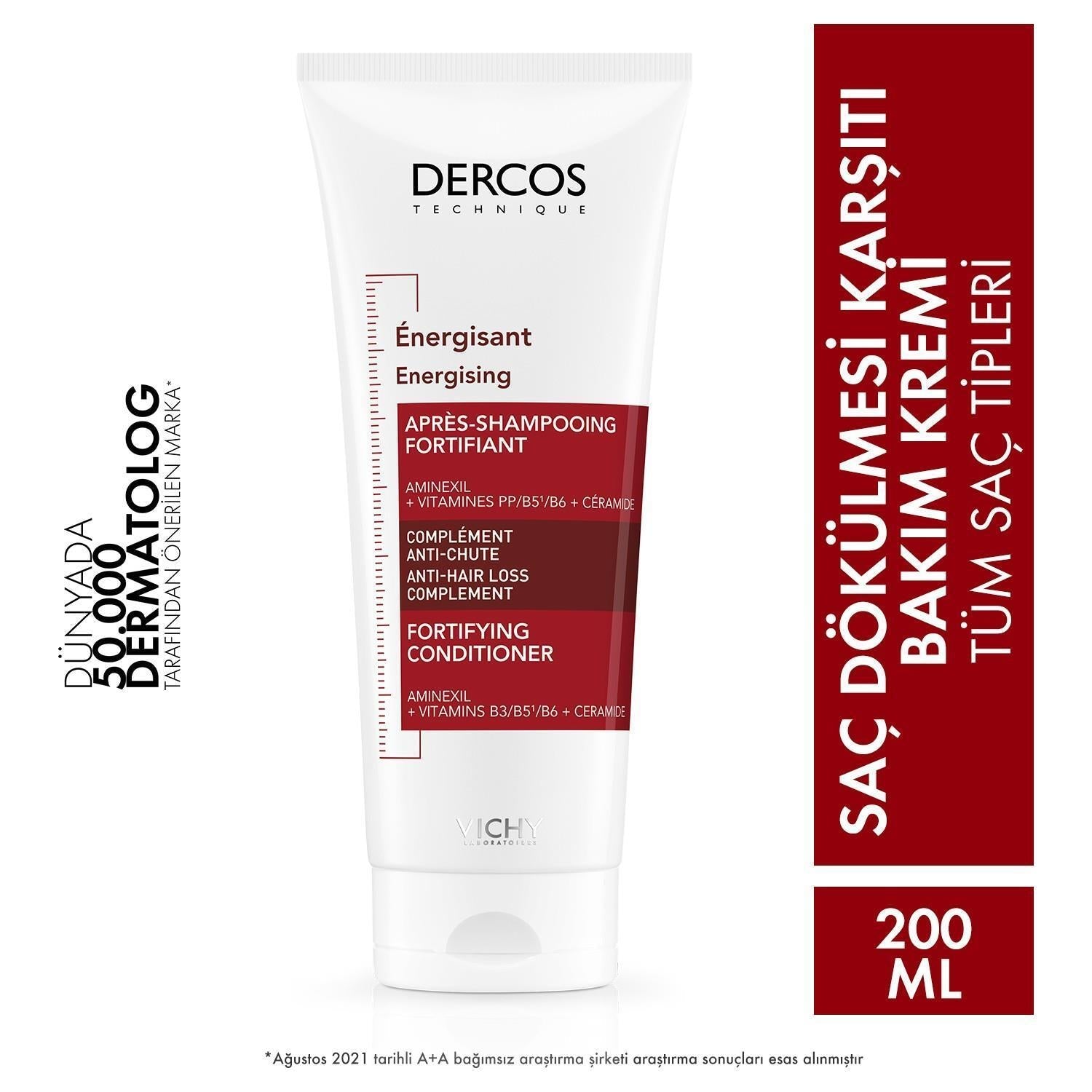 Vichy Dercos Energisant Anti-Hair Loss Hair Cream 200ml - Strengthens & Nourishes Hair