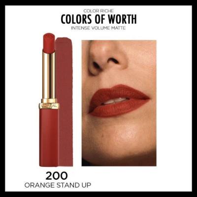 Loreal Paris Color Riche: Volumizing Matte Lipstick with Hyaluronic Acid - Intense Long Lasting Orange Color