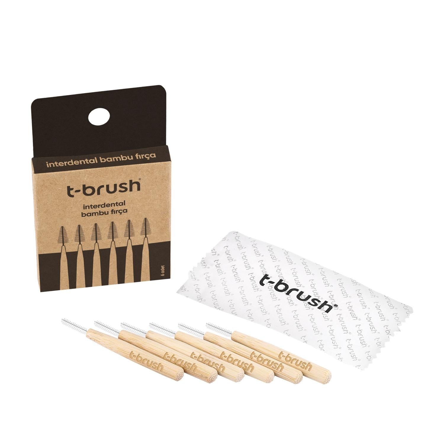T-Brush Bamboo Interdental Brushes Set of 6 - Eco-Friendly Oral Hygiene Solution for Effective Interdental Cleaning