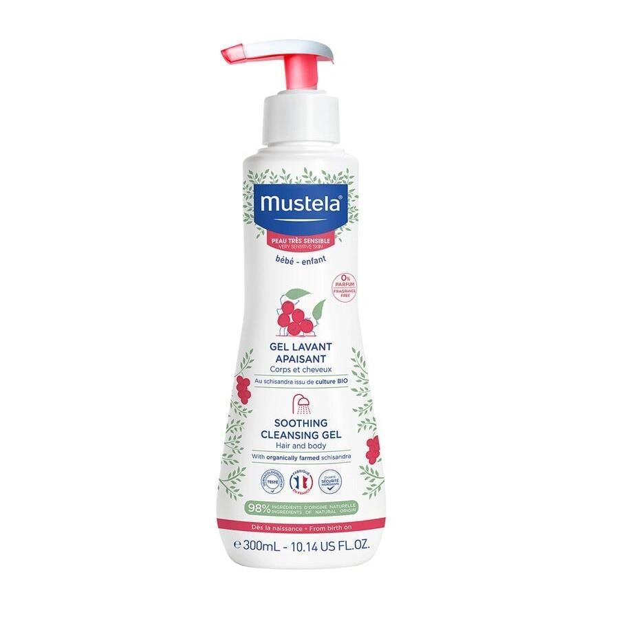 Mustela Baby Shampoo Soothing Cleansing Gel 300ml - Gentle, Natural, Vegan, Fragrance-Free for Sensitive Skin