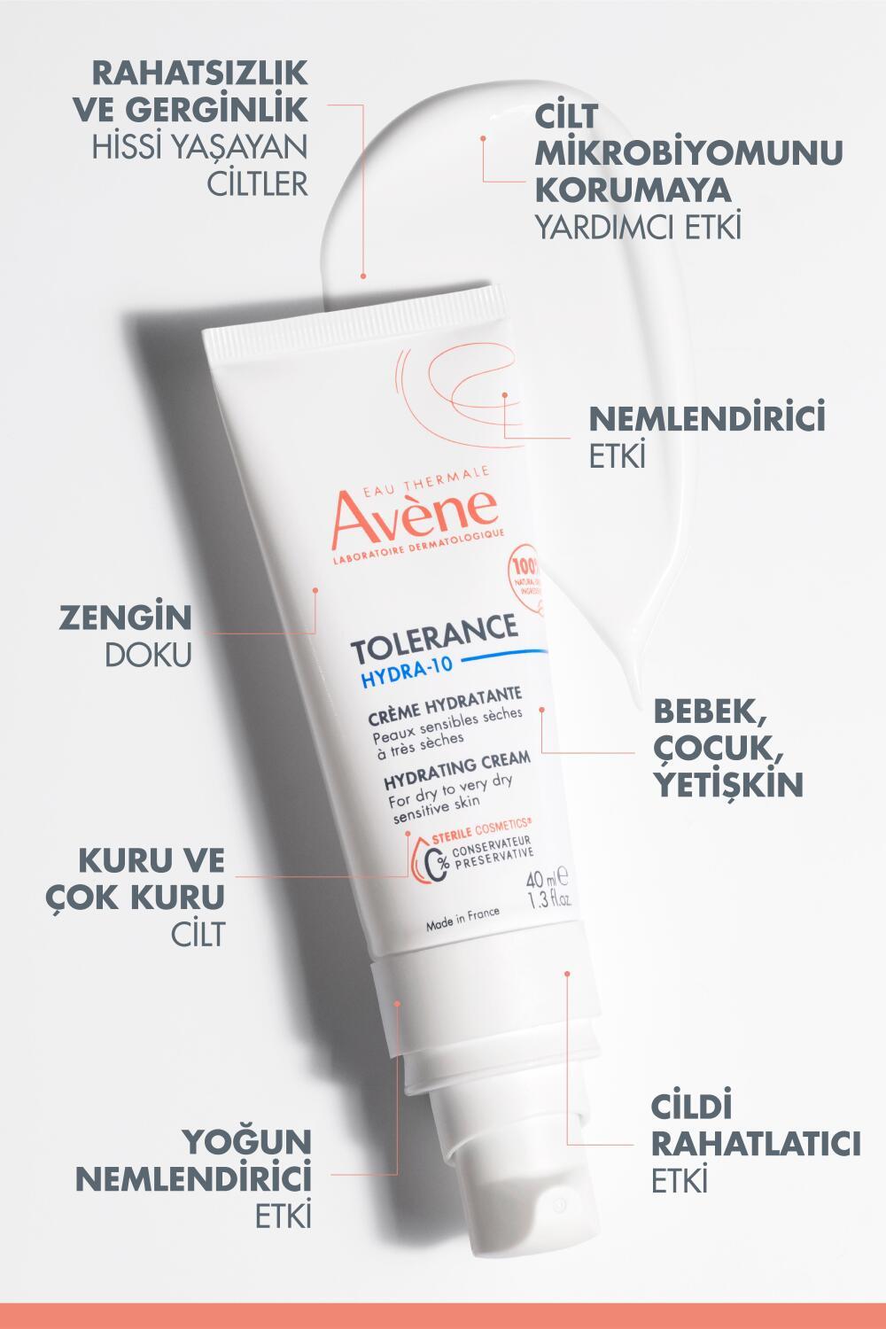 Avene Tolerance Hydra-10 Creme Moisturizing Cream for Sensitive Skin - Gentle Hydration for Babies, Children, and Adults