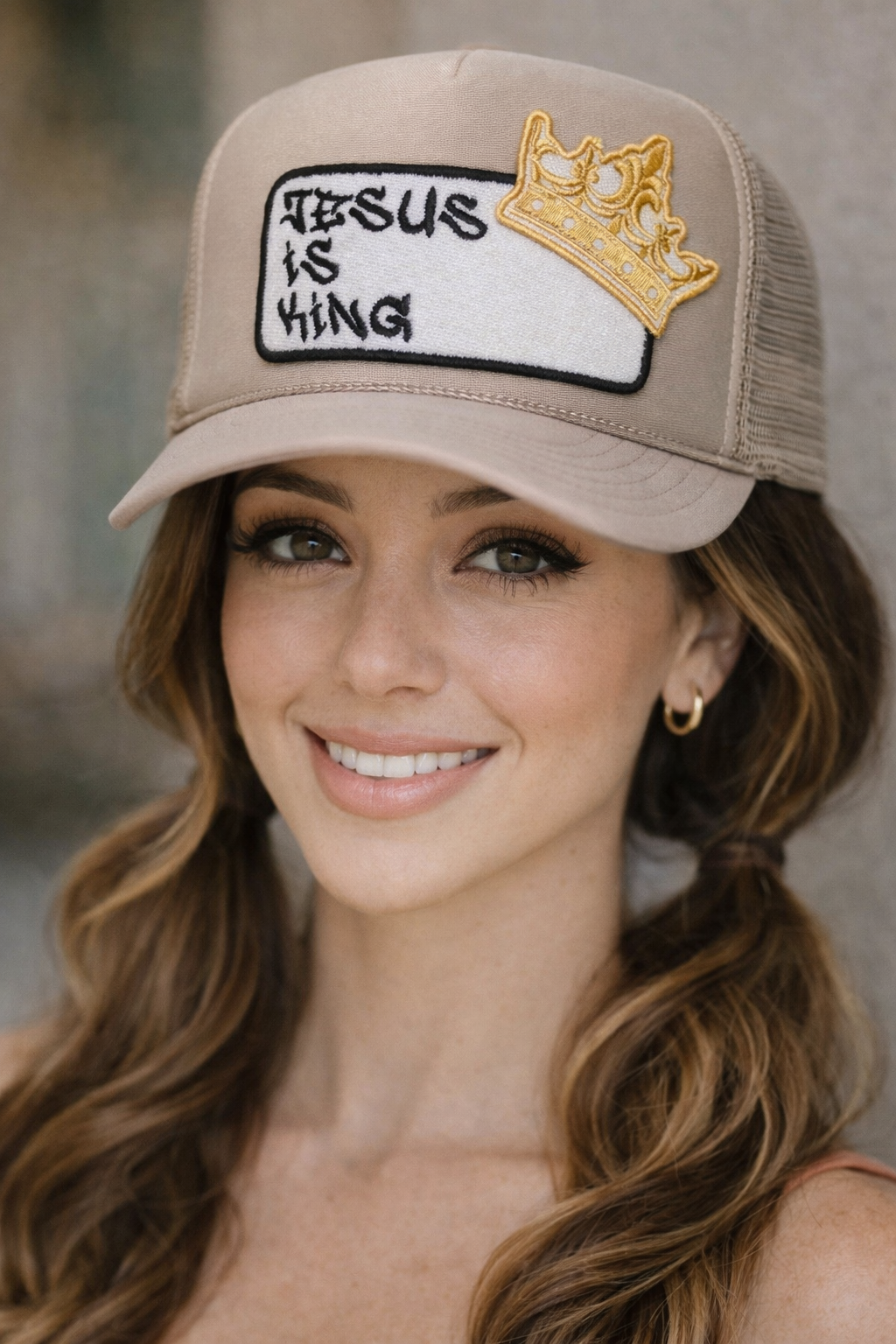 Pretty Little Patriot Pretty Little Patriot Jesus is King patch trucker hat -clearance — main product shot