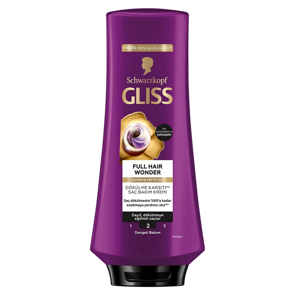 Gliss Full Hair Wonder: Anti Hair Loss Cream - Biotin & Collagen Hair Strengthening, Volumizing Conditioner Treatment (12.17 fl oz)