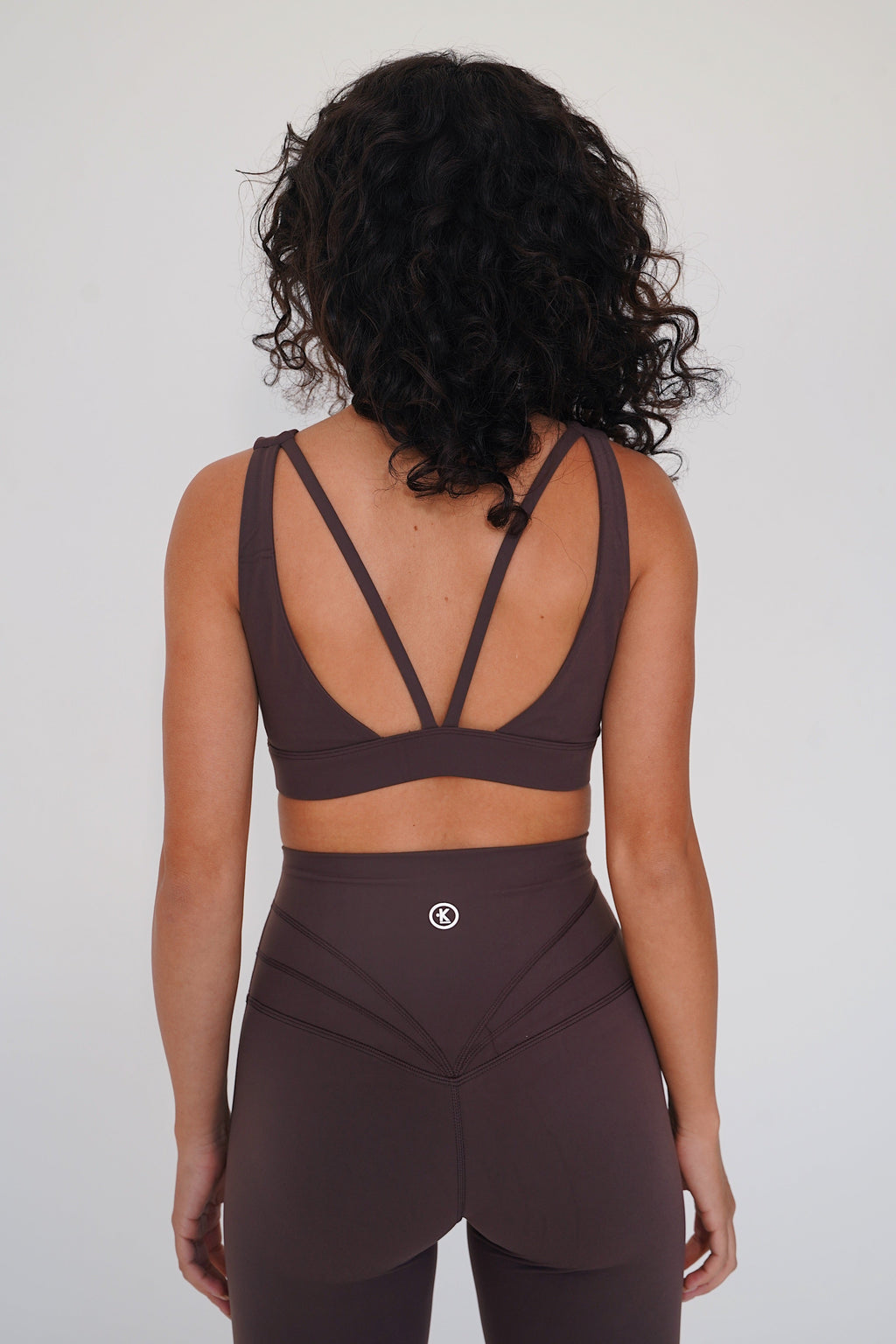 KIMITH BRAND I am Beautifully Radiant Quick Dry Coffee Sports Bra — main product shot