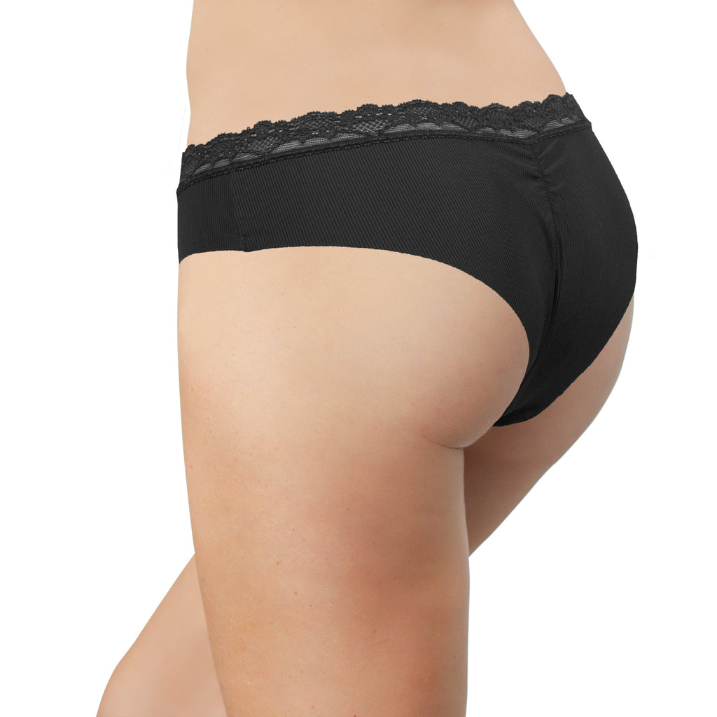 Love Libby Panties Laser Cut Rib Cheeky with Lace Waist, XS-2X — in-use photo