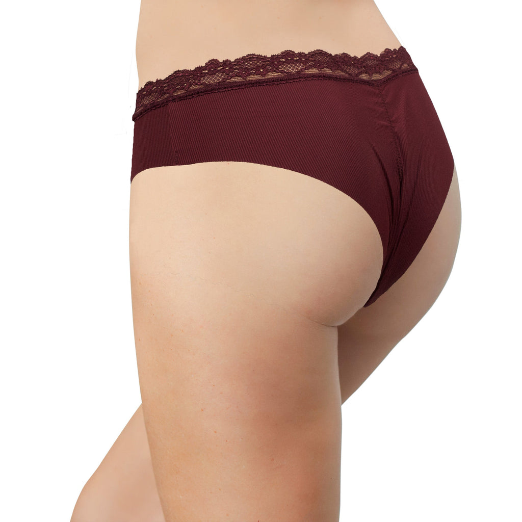 Love Libby Panties Laser Cut Rib Cheeky with Lace Waist, XS-2X — size reference