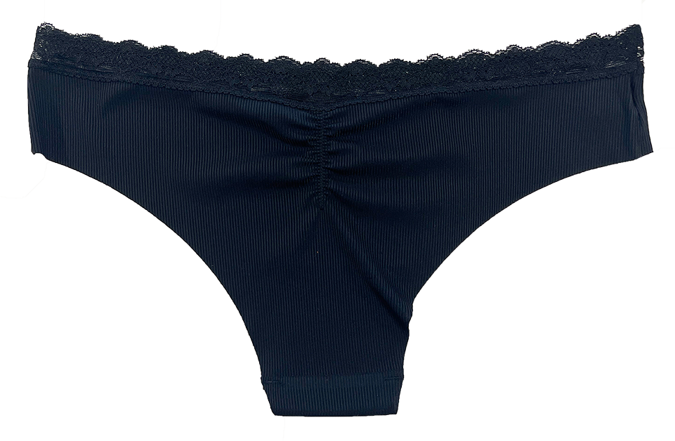 Love Libby Panties Laser Cut Rib Cheeky with Lace Waist, XS-2X — packaging