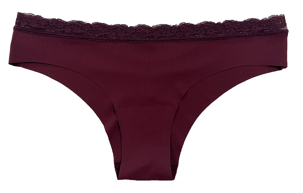 Love Libby Panties Laser Cut Rib Cheeky with Lace Waist, XS-2X — side view