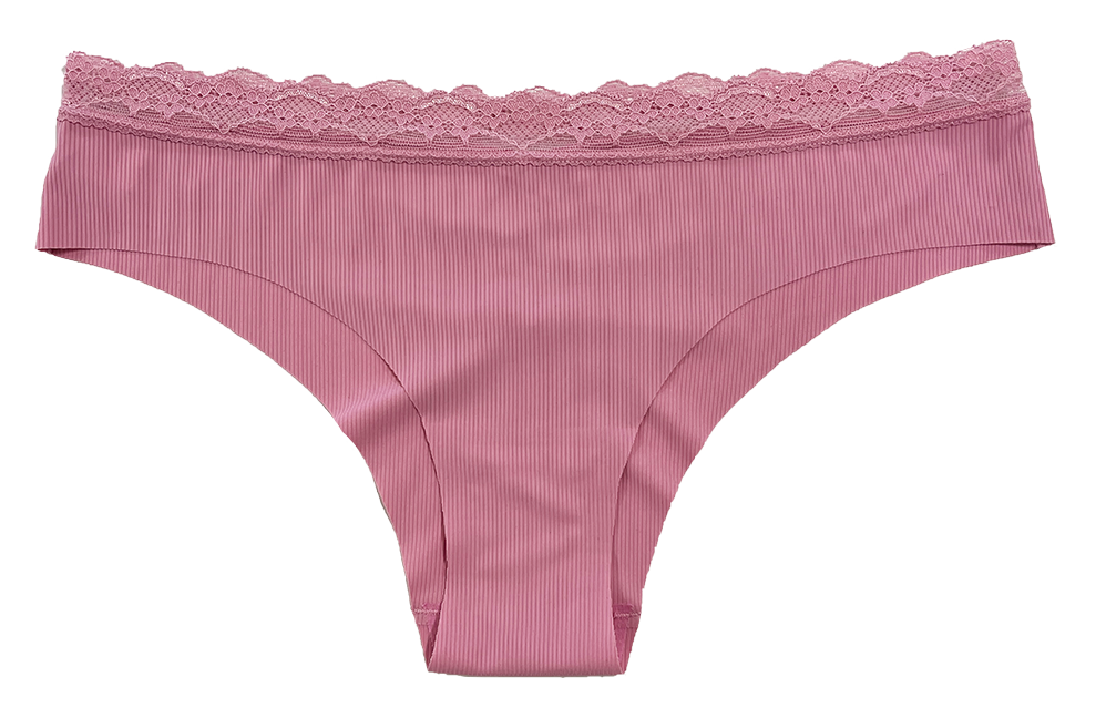 Love Libby Panties Laser Cut Rib Cheeky with Lace Waist, XS-2X — main product shot