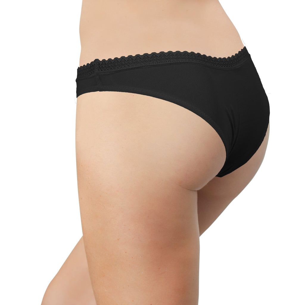 Love Libby Panties V-Front Mesh Thong with Lace, XS-2X — in-use photo