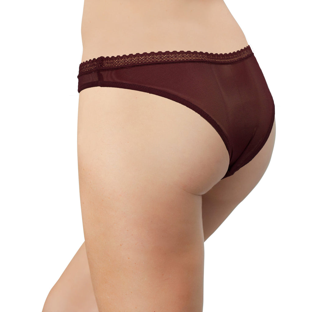 Love Libby Panties V-Front Mesh Thong with Lace, XS-2X — size reference