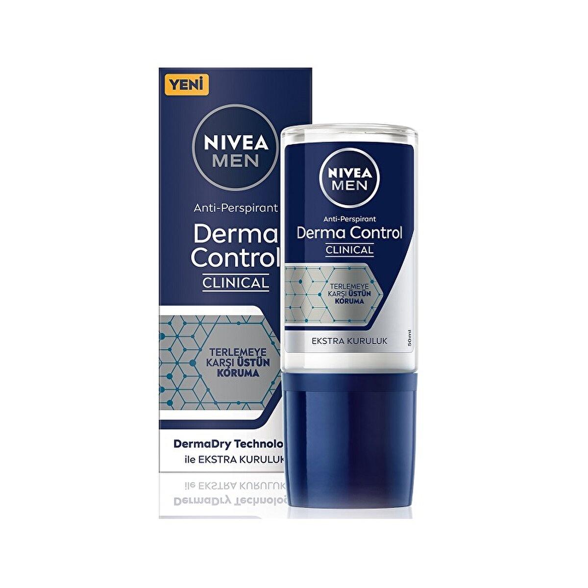 NIVEA Men Derma Control Clinical Anti-Perspirant Roll-On Deodorant for Men - Strong Protection, Long Lasting Freshness
