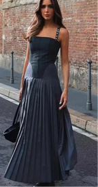 Envy NYC Envy NYC Pleated Sleeveless Corset Dress — lifestyle worn / used context