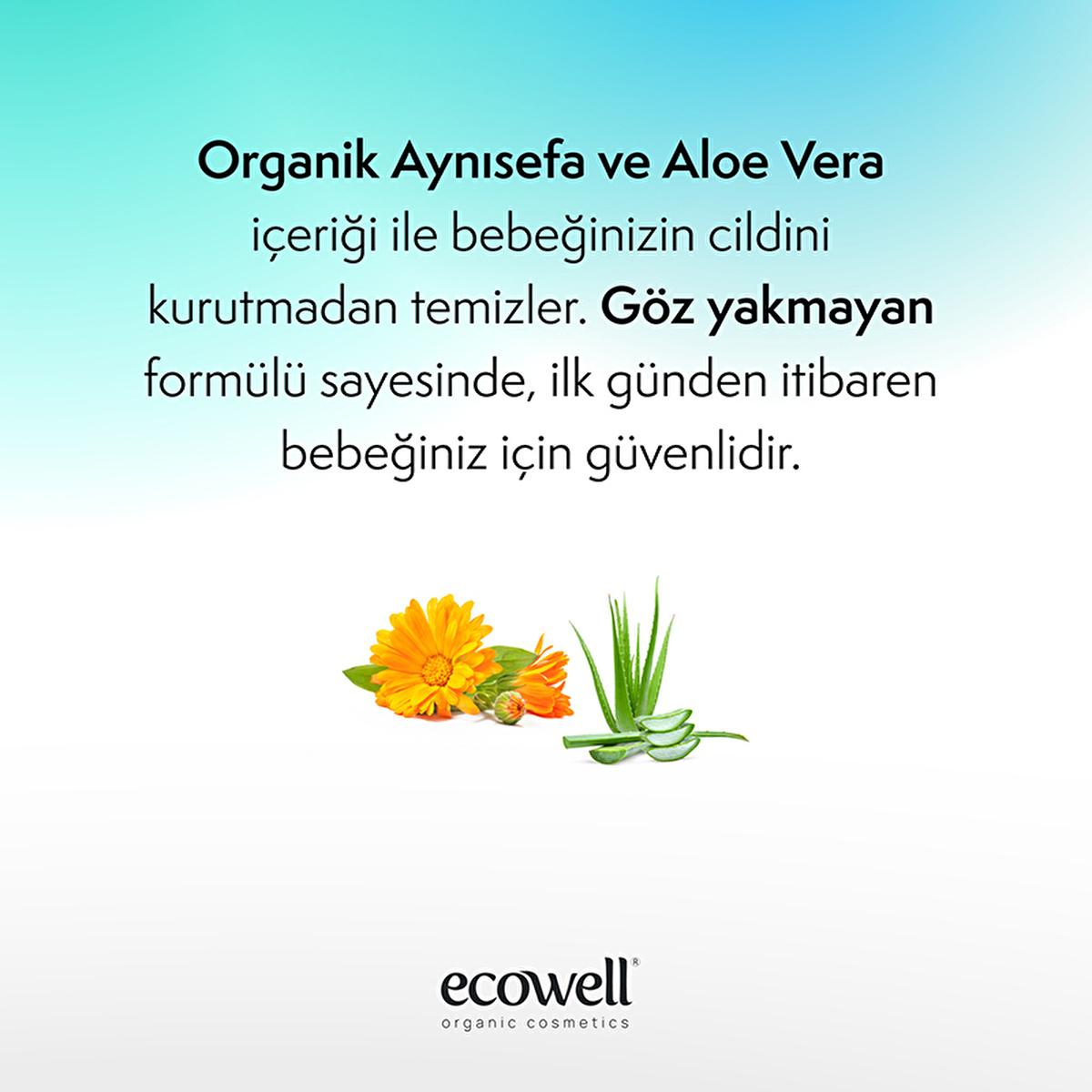 Ecowell Organic Baby Shampoo & Body Wash - Gentle, Fragrance-Free, Vegan & Cosmos Certified for Newborns