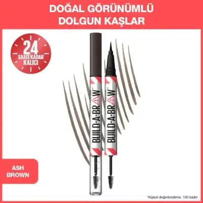 Maybelline Build-A-Brow 2-in-1 Eyebrow Pen & Setting Gel - Ash Brown: Shape, Define & Set Brows for a Lasting, Natural Look